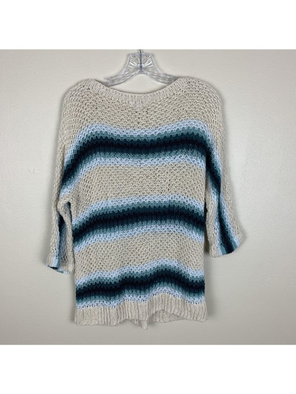 J Jill Womens S Sweater Pullover Dolman Open Knit Beach Linen Blend Boho Crochet - Picture 2 of 13